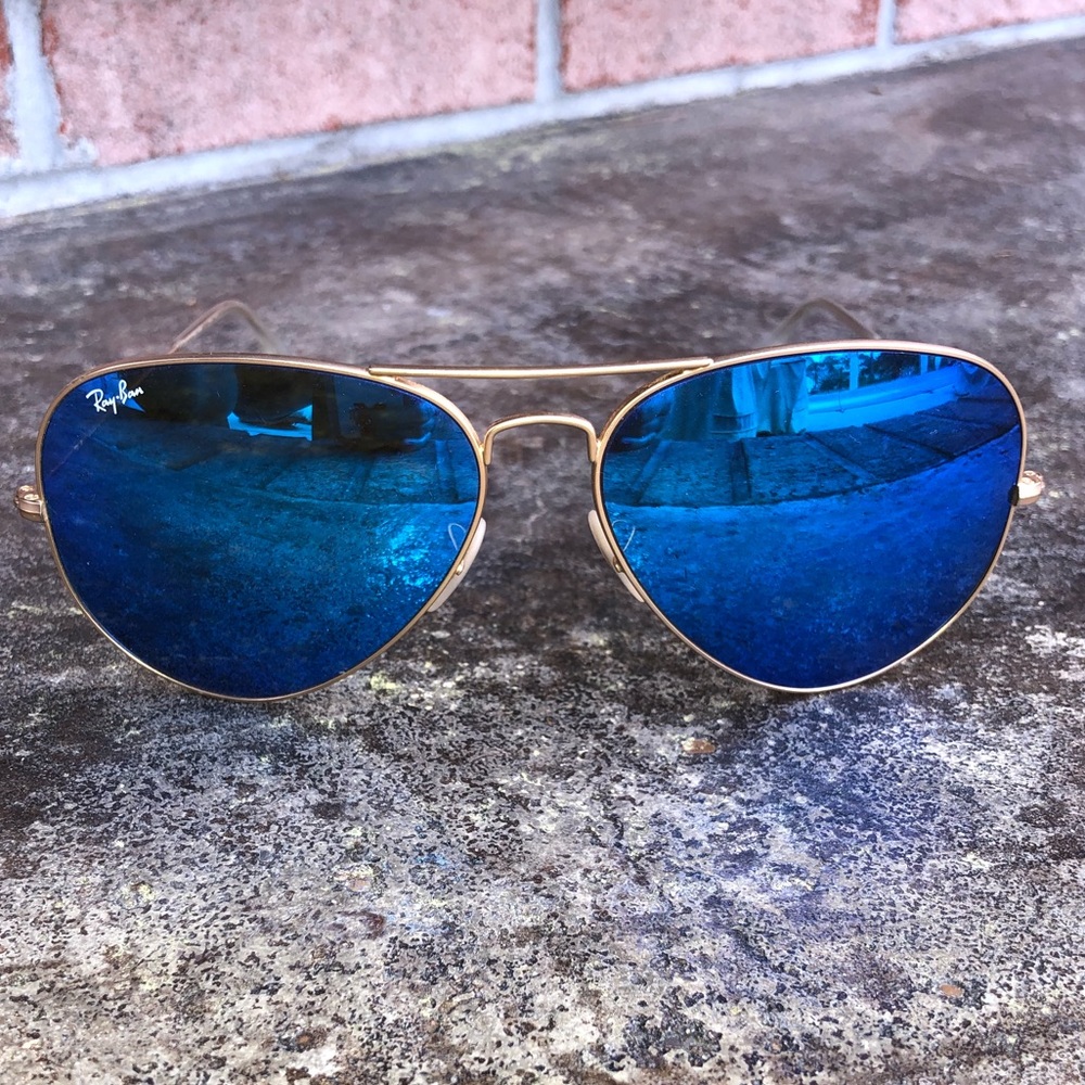 RayBan Aviator large blue flash lenses
